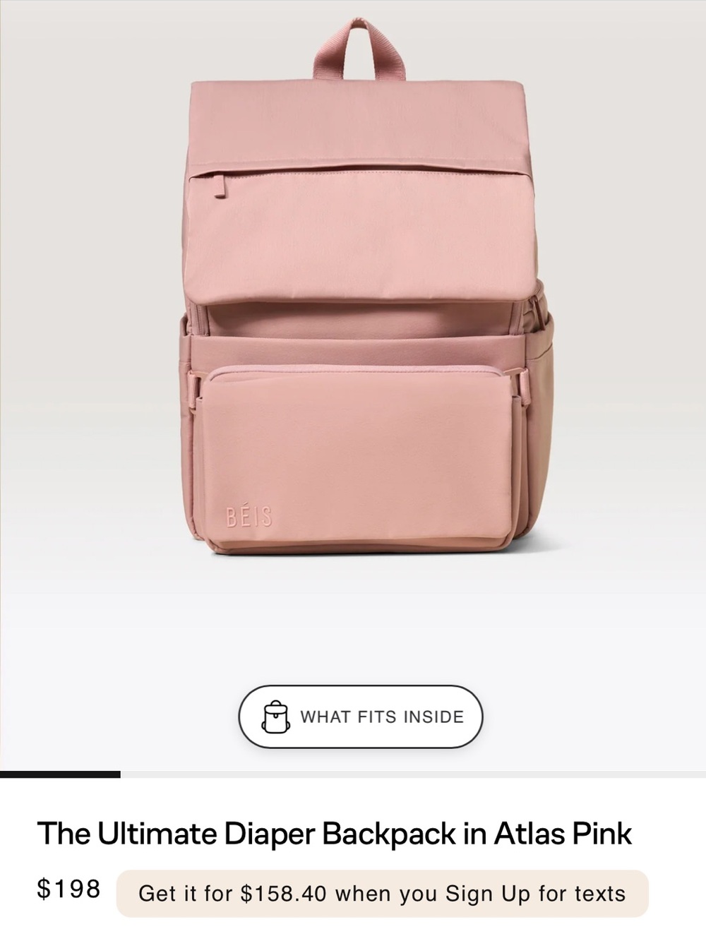 NEW - BEIS - The Ultimate Diaper Backpack in Atlas Pink